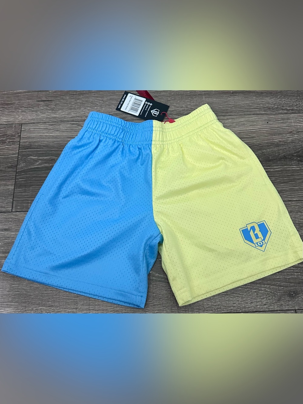 BL101 Youth Small Shorts Blue & Light Yellow NWT